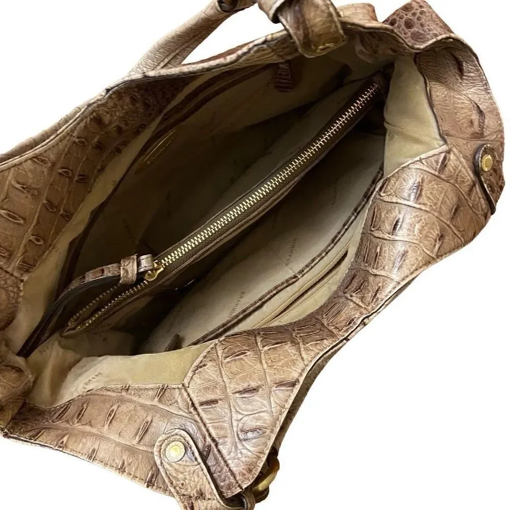 Brahmin Anne Melborne Croco Hobo in Toasted Almond